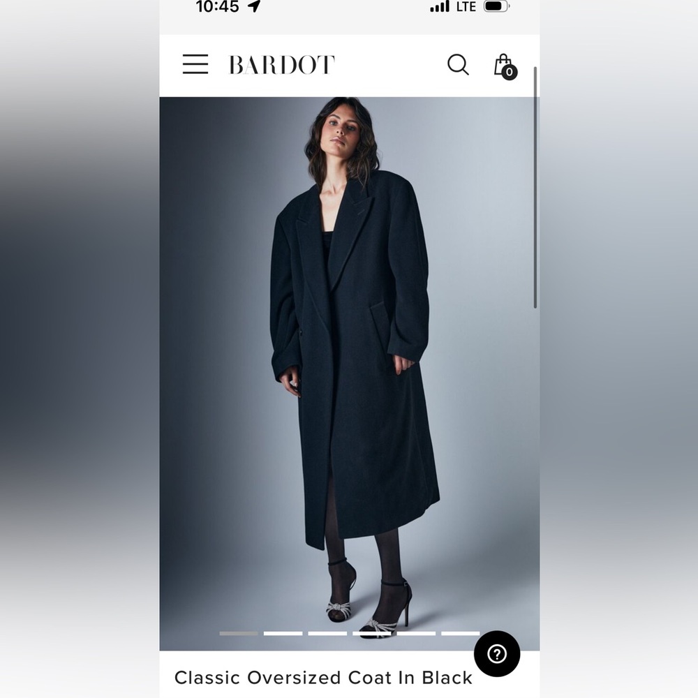 Bardot; Classic Oversized Coat Sz Small/medium